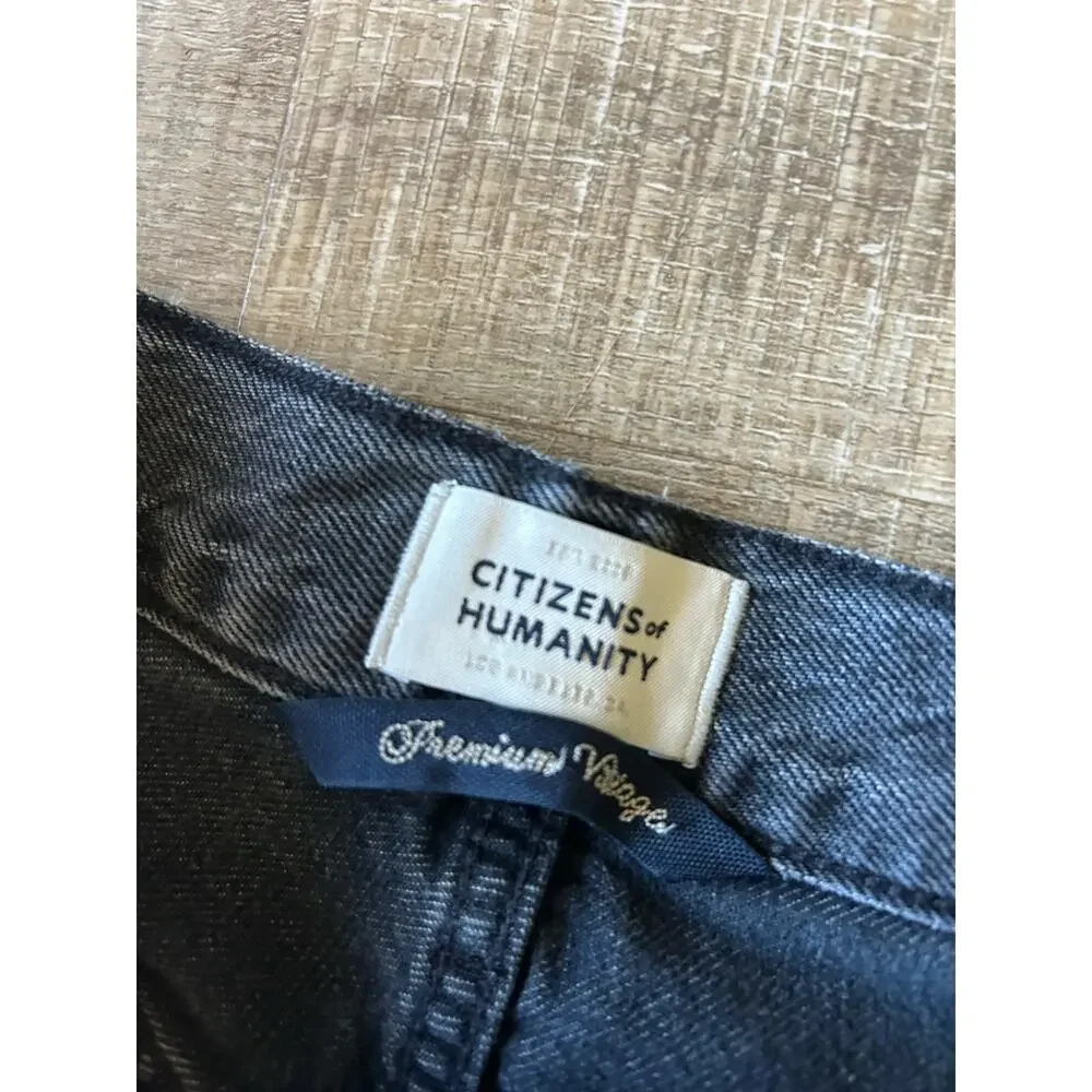 Citizens of Humanity Daphne Crop Jeans 30 Black High Rise Raw Hem Women - Picture 2 of 16